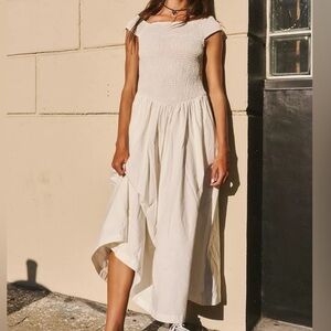 Free People Cici Smocked Brown Dress